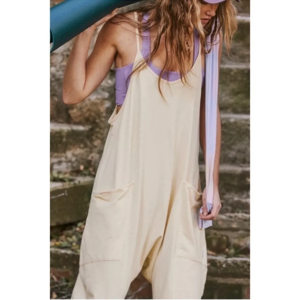 NWT Free People Hot Shot Onesie Jumpsuit in Banana Butter Yellow Large